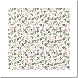 Romantic Spring Tulip floral pattern white ver Posters and Art
